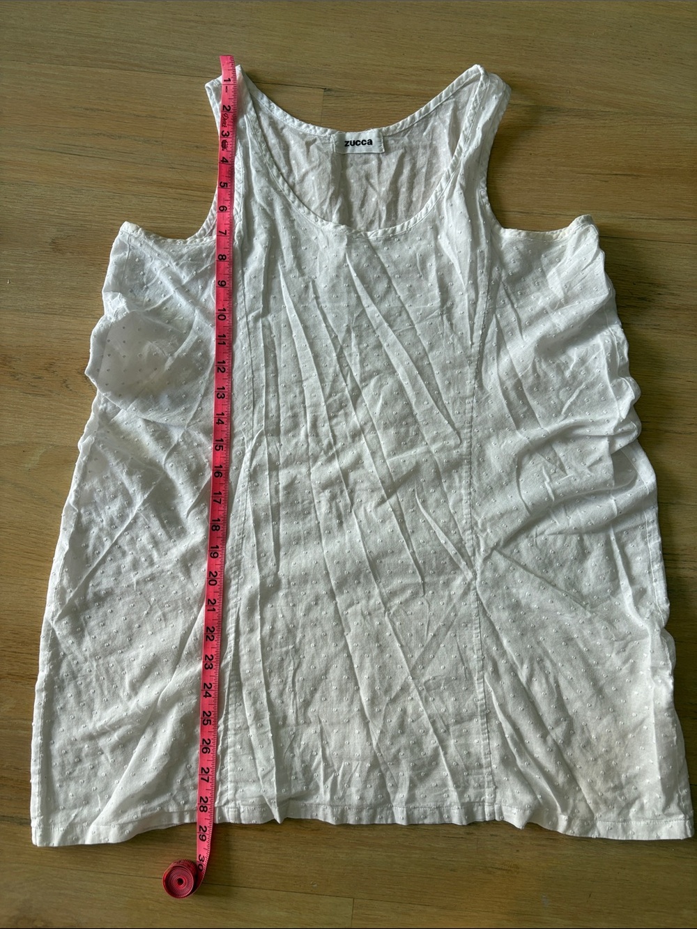 Zucca White Swiss Dot Scoop Neck Tank